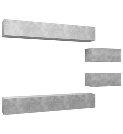 Ensemble de meuble TV 6 pcs Gris béton Aggloméré