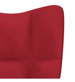 Chaise à bascule avec repose-pied Rouge bordeaux Velours