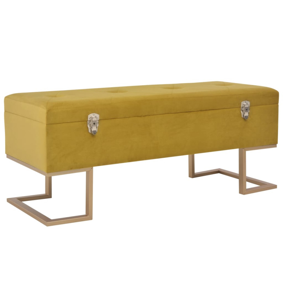 Banc avec compartiment de rangement 105 cm Moutarde Velours