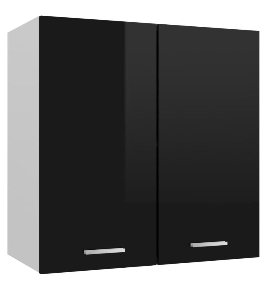 Armoire suspendue Noir brillant 60x31x60 cm Aggloméré Armoire suspendue Noir brillant 60x31x60 cm Aggloméré