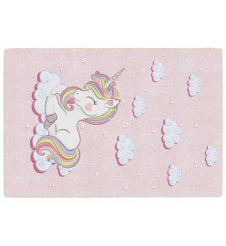 Tapis enfants rose 160x230 cm licorne antidérapant lavable