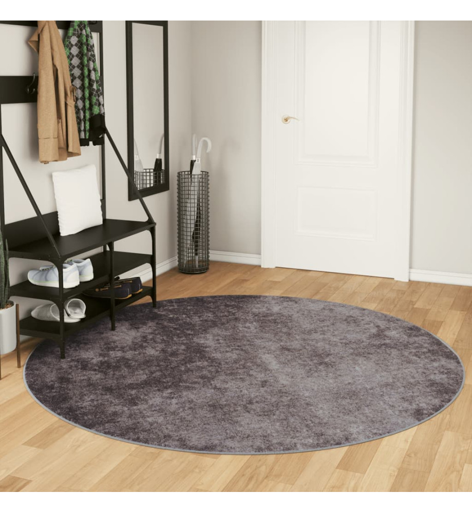 Tapis lavable gris Ø 200 cm antidérapant