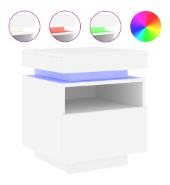 Armoires de chevet avec lumières LED 2 pcs blanc 40x39x48,5 cm