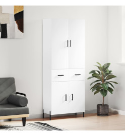 Buffet haut Blanc 69,5x34x180 cm Bois d'ingénierie