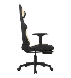 Chaise de jeu de massage avec repose-pied Noir et crème Tissu