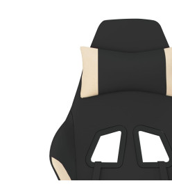 Chaise de jeu de massage avec repose-pied Noir et crème Tissu