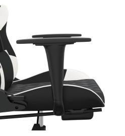 Chaise de jeu de massage avec repose-pied Noir&Blanc Similicuir