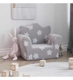 Canapé pour enfants Gris clair avec étoiles Peluche douce