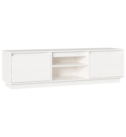 Meuble TV Blanc 140x35x40 cm Bois de pin massif