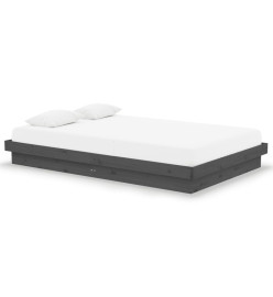 Cadre de lit Gris Bois massif 120x190 cm Petit double
