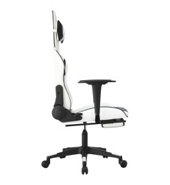 Chaise de jeu de massage avec repose-pied Blanc noir Similicuir