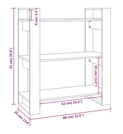 Bibliothèque/Séparateur de pièce Blanc 80x35x91 cm Pin solide