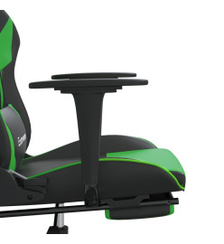 Chaise de jeu avec repose-pied Noir et vert Similicuir