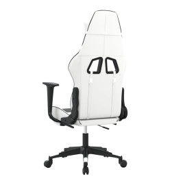 Chaise de jeu avec repose-pied Blanc et noir Similicuir