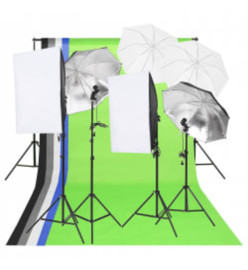 Kit de studio photo avec éclairage toile de fond et réflecteur