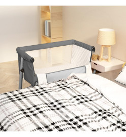 Lit pour bébé avec matelas Gris foncé Tissu de lin