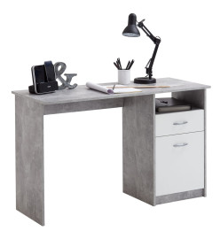 FMD Bureau avec 1 tiroir 123 x 50 x 76,5 cm Béton et blanc