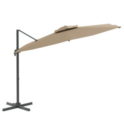 Parasol cantilever à double toit Taupe 400x300 cm