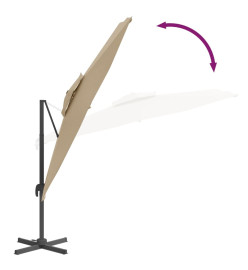 Parasol cantilever à double toit Taupe 400x300 cm