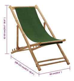 Chaise de terrasse bambou et toile vert
