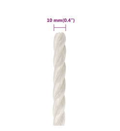 Corde de travail Blanc 10 mm 50 m polypropylène