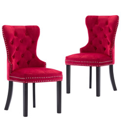 Chaises à manger lot de 2 rouge bordeaux velours