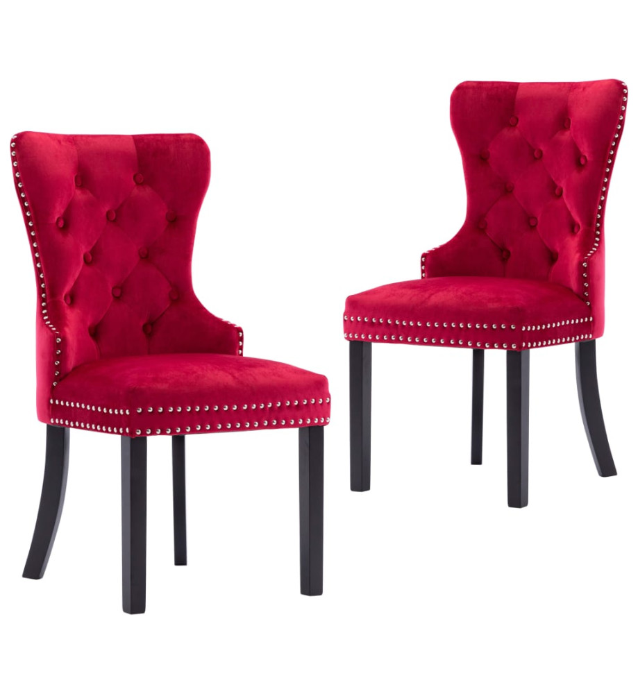 Chaises à manger lot de 2 rouge bordeaux velours