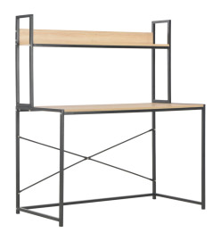 Bureau d'ordinateur Noir et chêne 120 x 60 x 138 cm