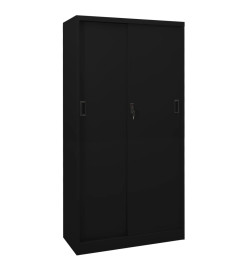 Armoire de bureau avec porte coulissante Noir 90x40x180cm Acier