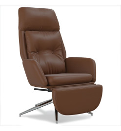 Chaise de relaxation et repose-pied Marron Cuir et similicuir