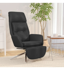 Chaise de relaxation et repose-pied Noir Cuir et similicuir