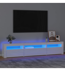 Meuble TV avec lumières LED Blanc brillant 195x35x40 cm