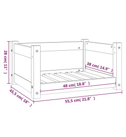 Lit pour chien Noir 55,5x45,5x28 cm Bois massif de pin