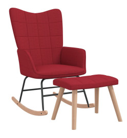 Chaise à bascule avec tabouret Rouge bordeaux Tissu