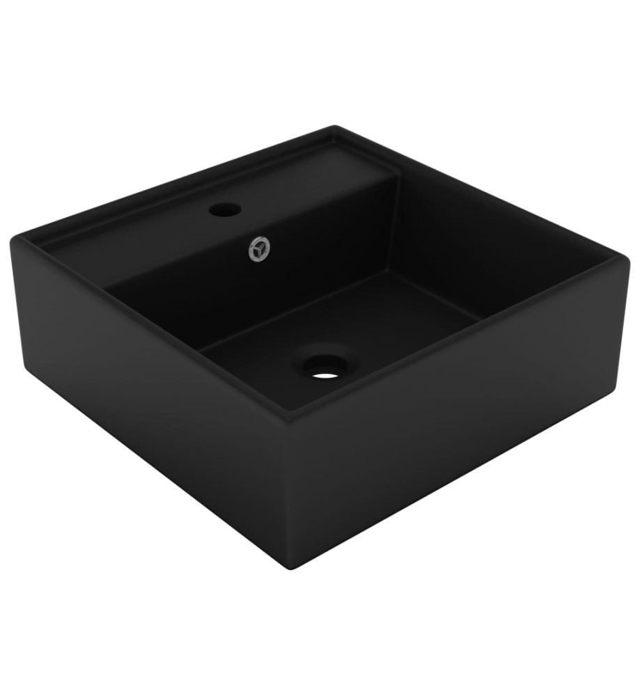 Lavabo carré de luxe à trop-plein Noir mat 41x41 cm Céramique Lavabo carré de luxe à trop-plein Noir mat 41x41 cm Céramique