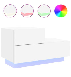 Table de chevet avec lumières LED blanc 70x36x40,5 cm