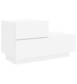 Table de chevet avec lumières LED blanc 70x36x40,5 cm