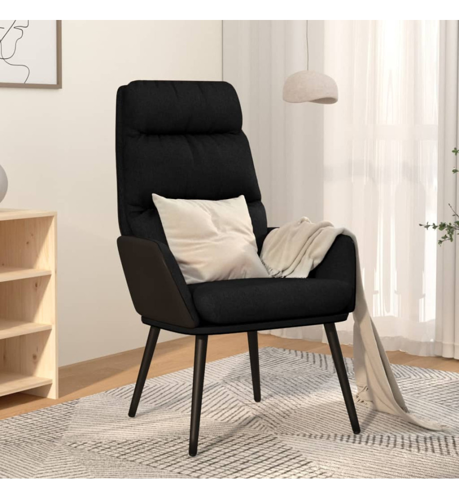 Chaise de relaxation Noir Tissu