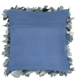 Coussin shaggy denim Bleu 60x60 cm Cuir et coton