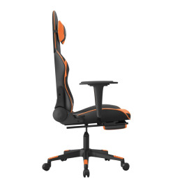 Chaise de jeu avec repose-pied Noir et orange Similicuir