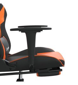 Chaise de jeu avec repose-pied Noir et orange Similicuir