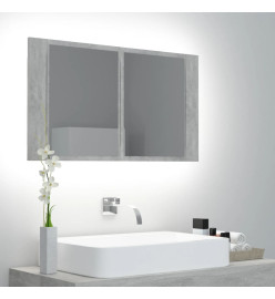 Armoire de salle de bain à miroir LED Gris béton Acrylique