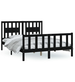 Cadre de lit avec tête de lit noir bois pin massif 140x200 cm