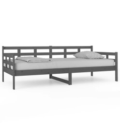 Lit de jour gris bois de pin massif 90x200 cm