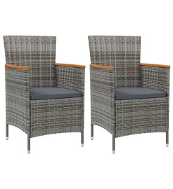 Chaises de salle à manger de jardin 2 pcs Résine tressée Gris
