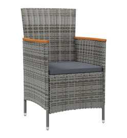 Chaises de salle à manger de jardin 2 pcs Résine tressée Gris