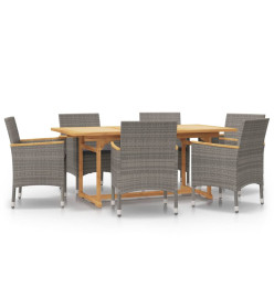 Ensemble de salle à manger de jardin 7 pcs avec coussins Gris