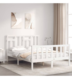 Cadre de lit avec tête de lit blanc 140x190 cm bois massif