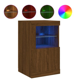 Armoires latérales et lumières LED 2 pcs chêne marron