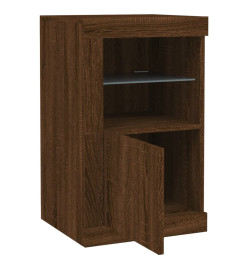 Armoires latérales et lumières LED 2 pcs chêne marron